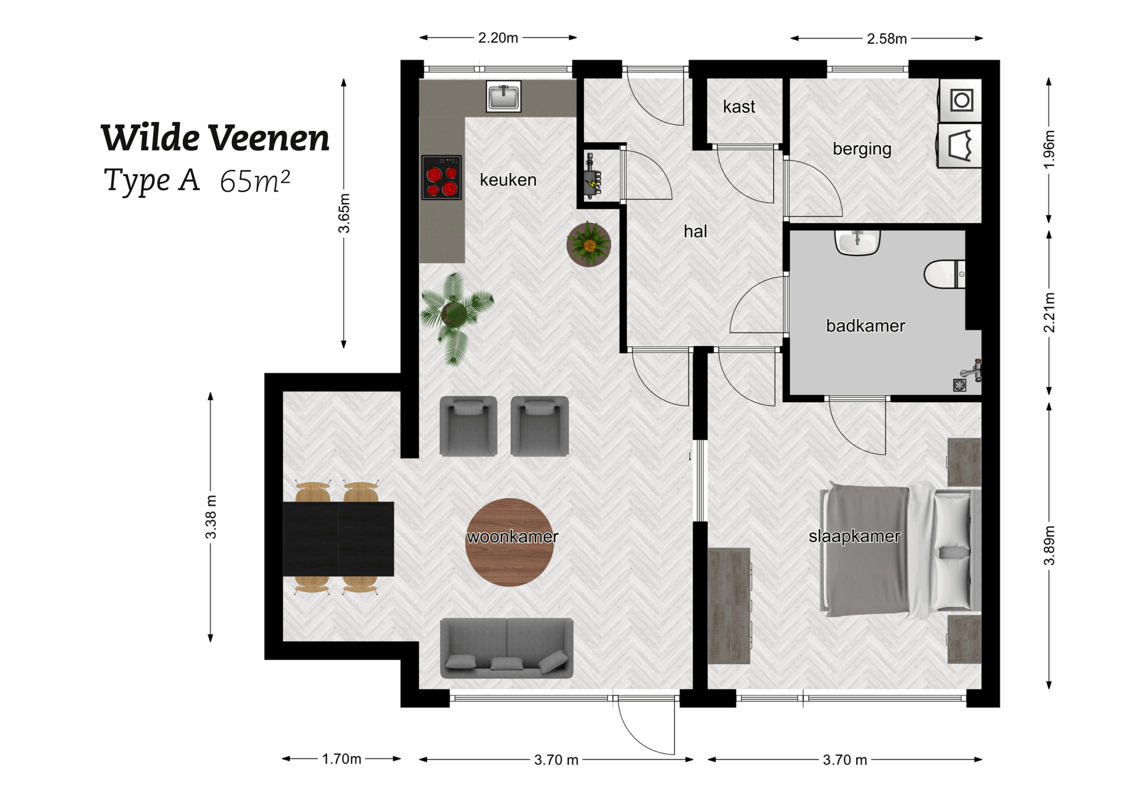 Plattegrond Wilde Veenen type A (65m2)