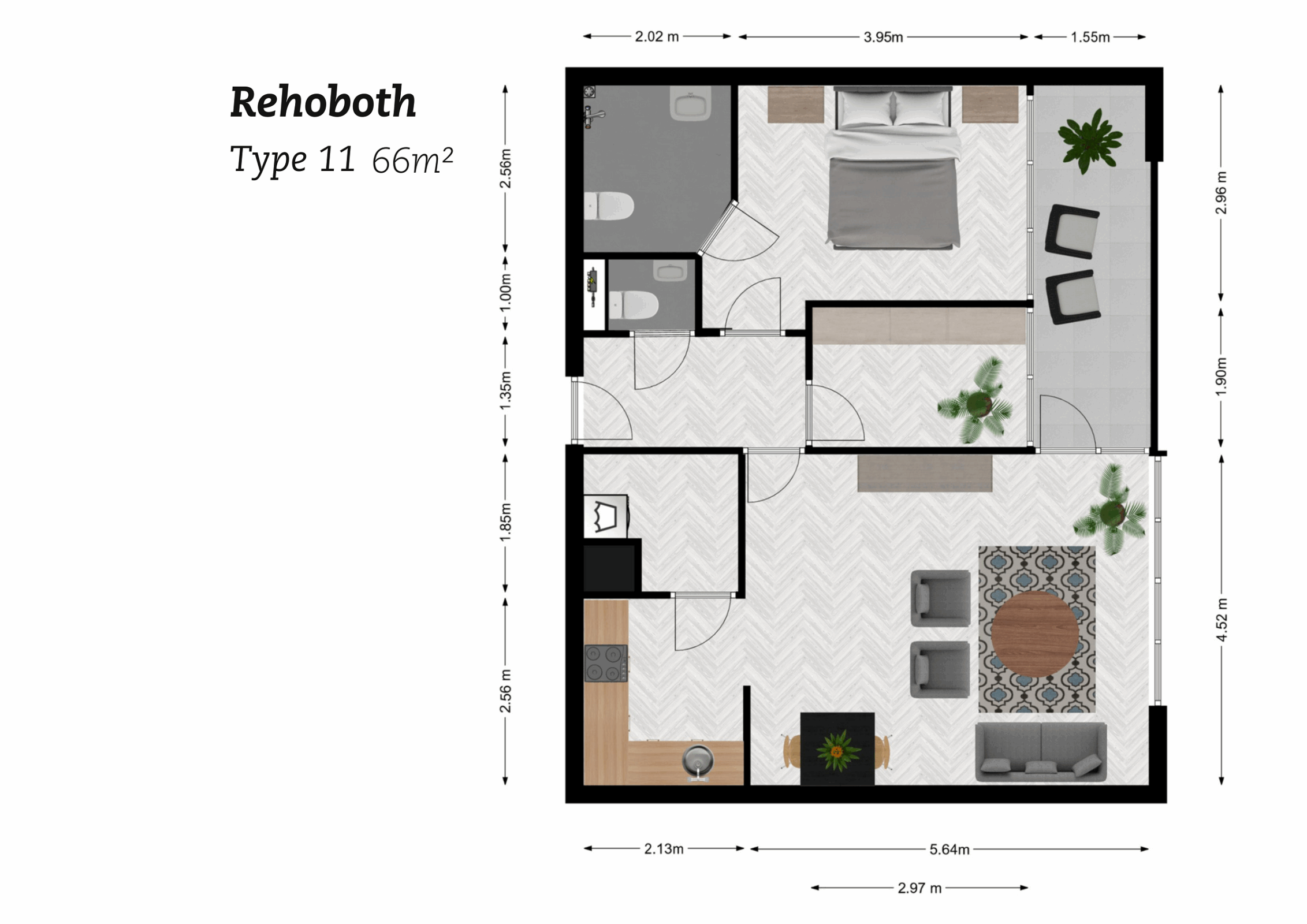 Plattegrond Rehoboth Type 11, 66m2