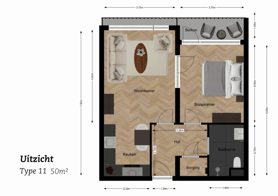 Plattegrond Uitzicht Type 11, 50m2