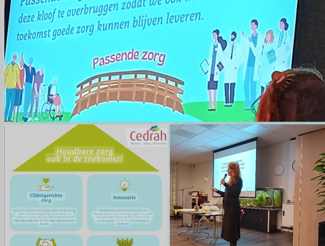 Een vrouw houdt een presentatie over passende zorg.
