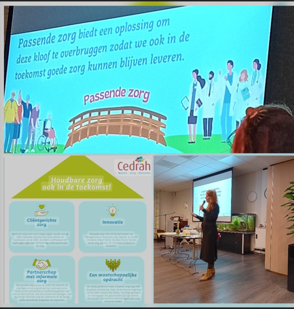Een vrouw houdt een presentatie over passende zorg.