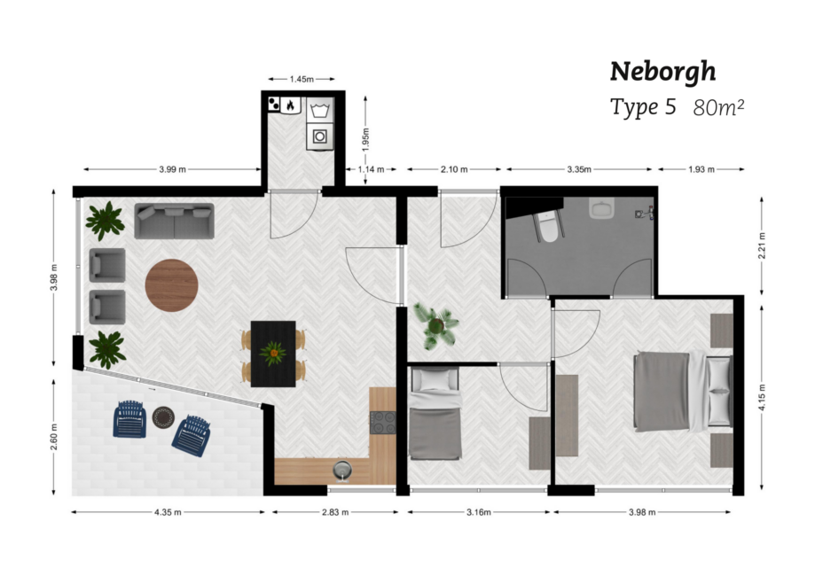 Plattegrond Neborgh Type 5, 80m2