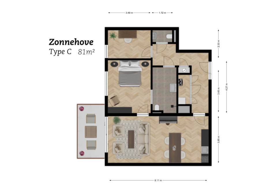 Plattegrond Zonnehove Type C, 81m2