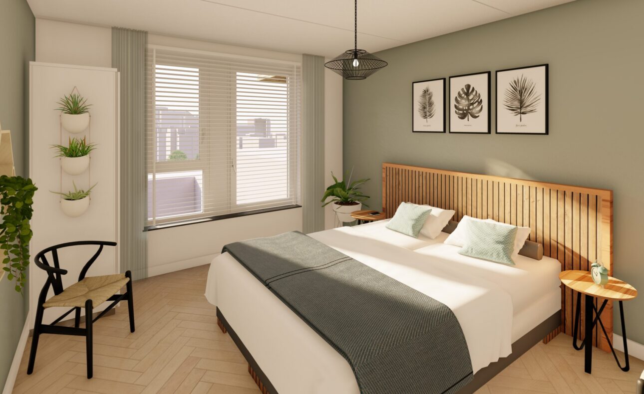 Op deze foto is de slaapkamer te zien.