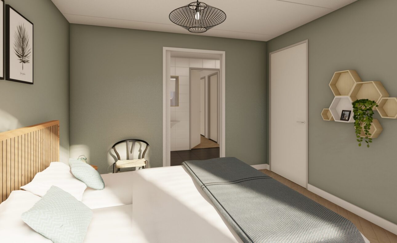 Op deze foto is de slaapkamer van de woning te zien.