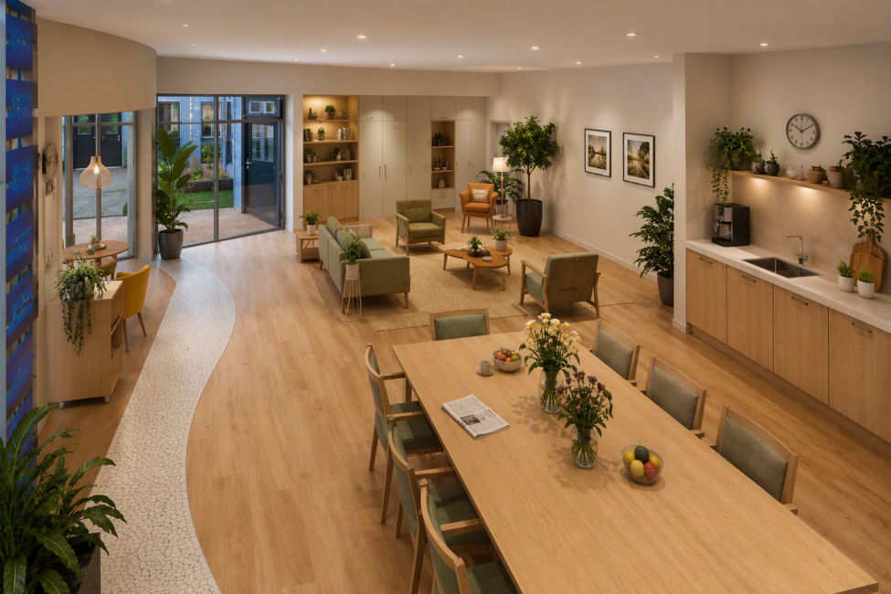 Impressie van de nieuwe huiskamer